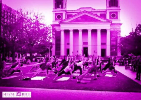 paint cathedral square pink breast cancer awareness free hot yoga class