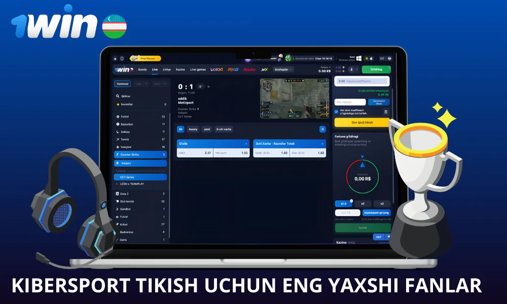 Elektron sport tadbirlari uchun 10 ta variant 1win da mavjud