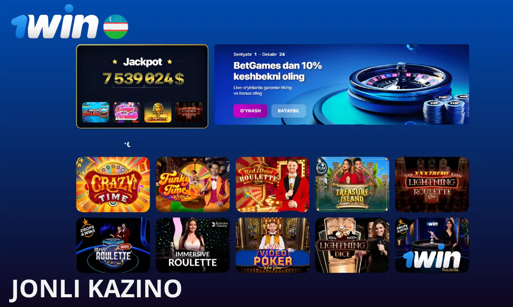 1win jonli dilerlar bilan jonli kazinoda o’ynash imkoniyatiga ega