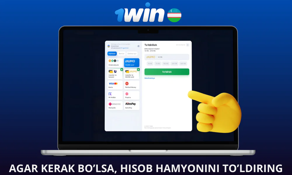 Agar kerak bo’lsa, hisob hamyonini to’ldiring