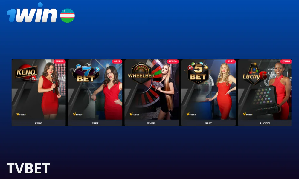 1win alohida toifasi, 7 jonli kazino o’yinlari bilan TVBet
