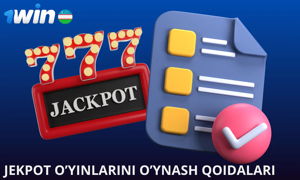 1Win jackpot o'yinining asosiy qoidalari ro'yxati