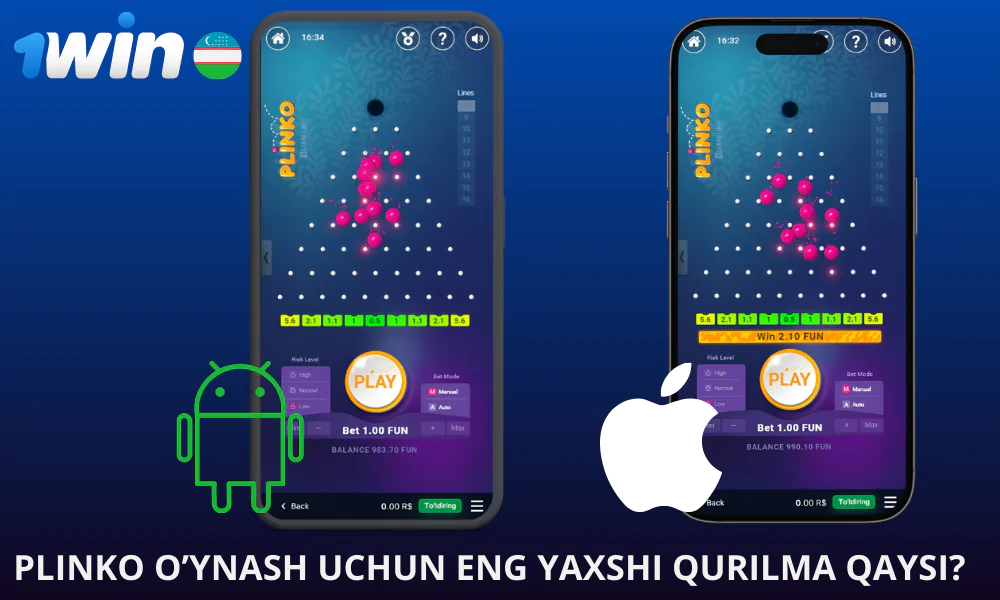 Siz iOS yoki Android smartfon yoki planshetingizda 1win Plinko o’ynashingiz mumkin