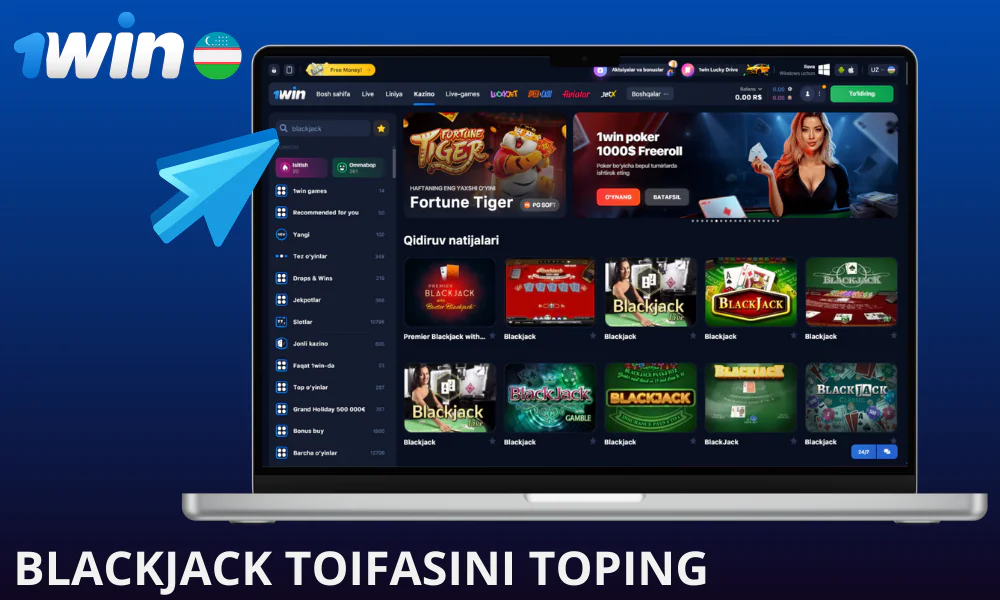 Barcha mavjud o'yin variantlarini ko'rish uchun qidiruvga blackjack kiriting