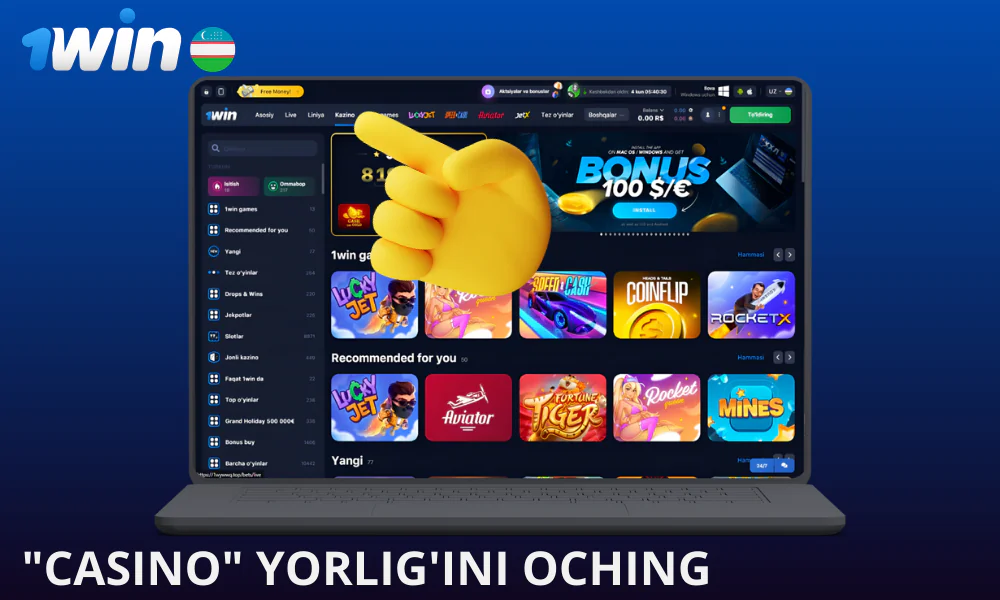 1Win kazino bo’limini tanlash