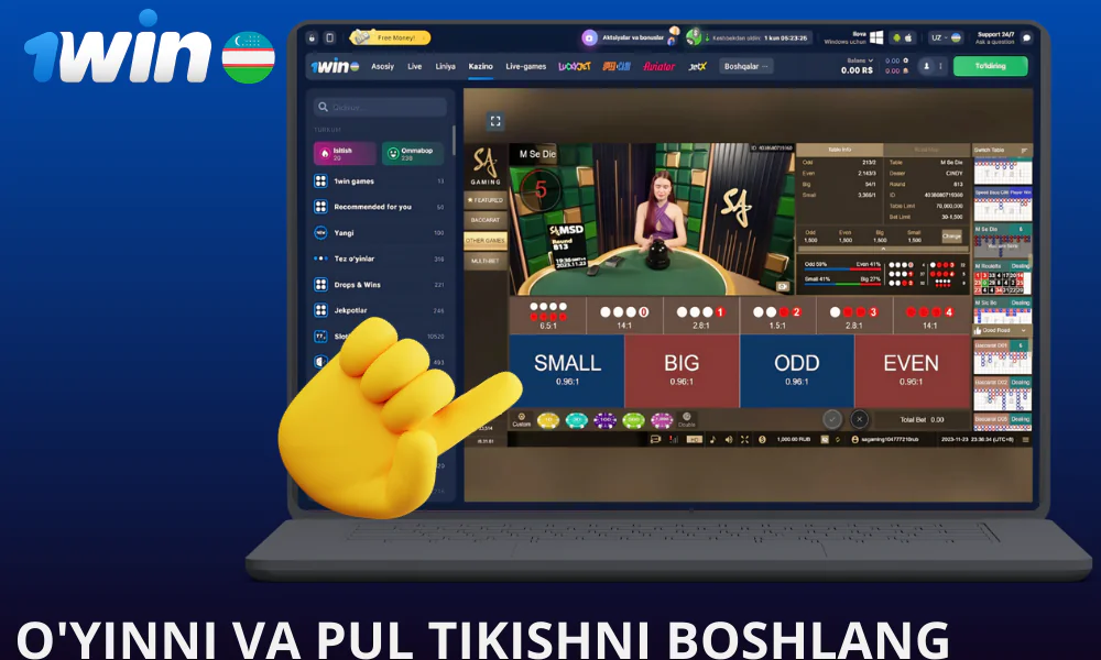 O’yinni va pul tikishni boshlang