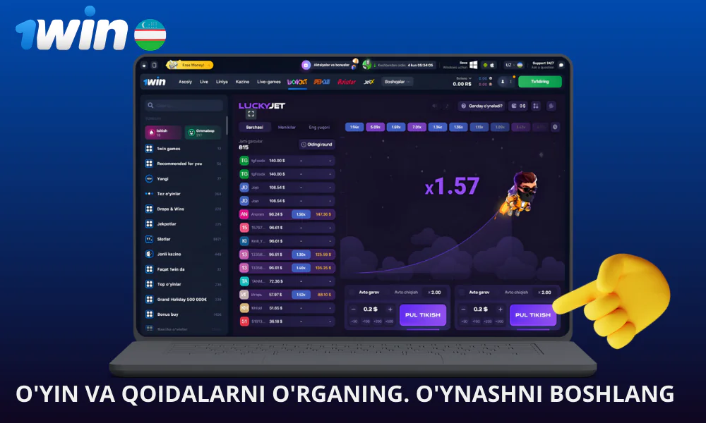 1Win da o’yin boshlanishi uchun qo’yilgan stavka