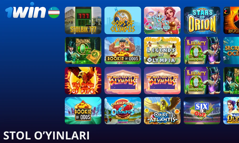 1win dan stol o’yinlari to’plami