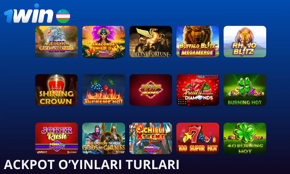 1win-da har xil turdagi jackpot o'yinlari mavjud